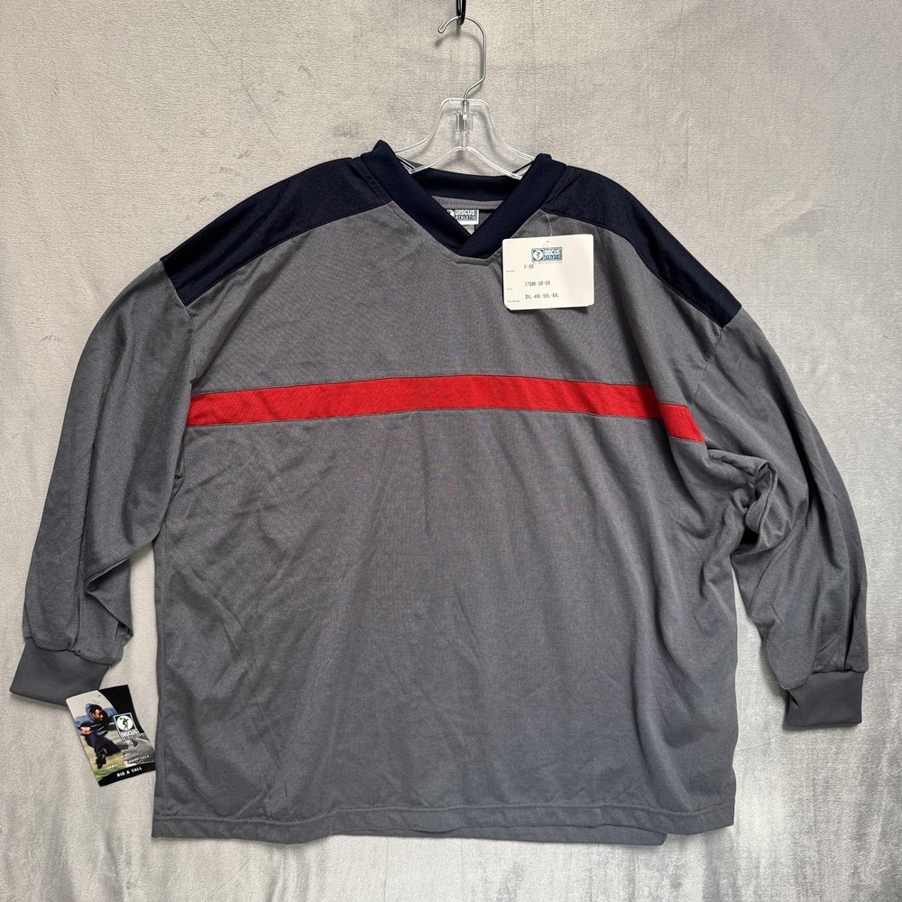 Vintage Discus Athletic Shirt Mens Big 3X Gray Long Sleeve Jersey‎ V Neck Raglan